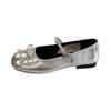 French with skirt light mouth small leather shoes women's 2025 new summer silver round head low heel flat Mary Jane single shoes