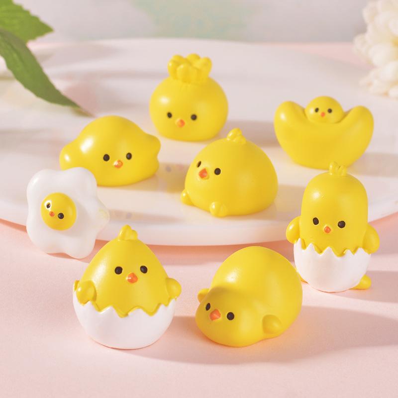 Микро-ландшафт Креативный Милый Цыпленок в Яичной Скорлупе, Цыпленок в Глазунье, Сделай сам Ручная работа Украшение для заколки, Кукольный домик, Мини-украшения