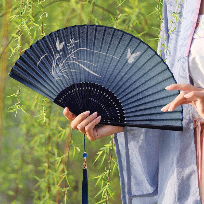 Складной веер для показа мод в китайском стиле «Чонсам», элегантный и ретро-стиль для танцев «Ханьфу» для женщин