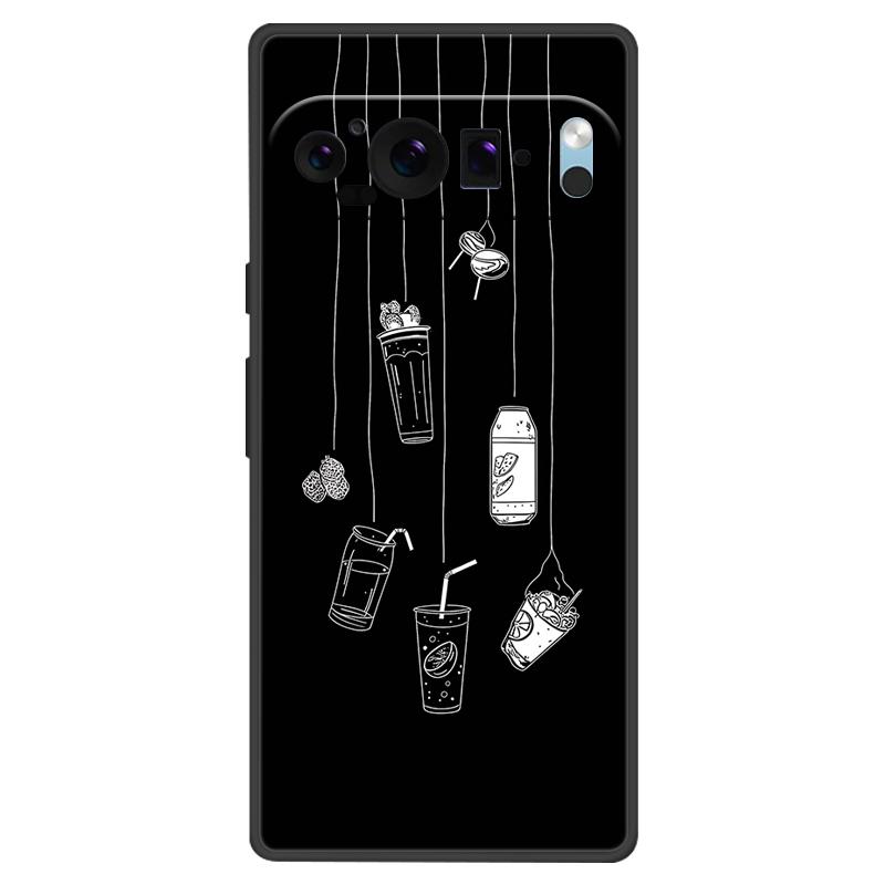 For Google Pixel 9 Pro XL Case Cool Painted Silicone TPU Soft Cover For Googe Pixel 9 9 Pro 8A Cases Black Protective Shells