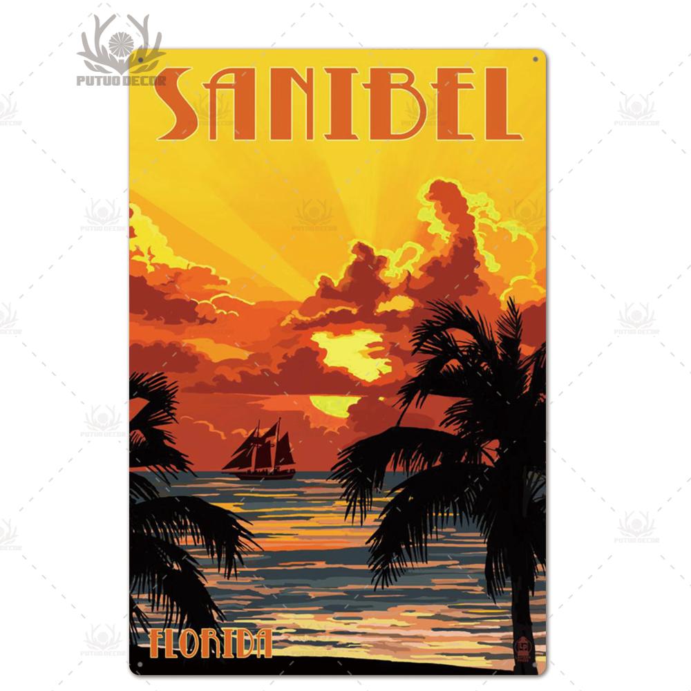 Decor Travel Tin Sign Plaque Metal Plate Vintage Wall Art Poster for Home Living Room Beach House Iron Painting