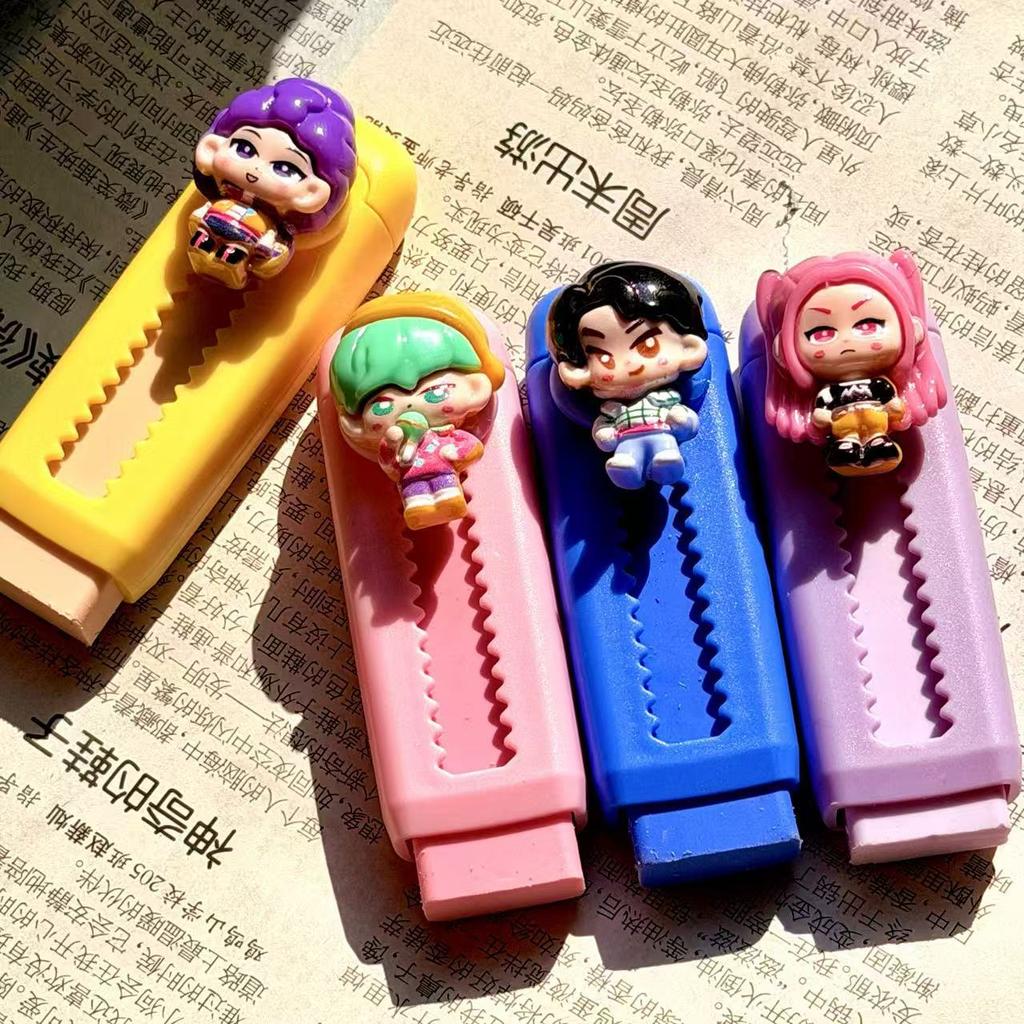 6CPS New Hunting Witch Group Push-Pull Eraser Cartoon Witch Pencil Eraser No Shavings Student Learning Stationery Gift