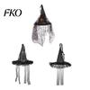 Halloween Costume Party Supplies Witch Hat Hanging Decor, Spider Web Ribbon Prop Decorations for Party, Dark Wizard Accessory Masquerade Spooky