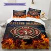 Name Custom Firefighter Fire Rescue Pattern Bedding Set Quilt Cover Pillowcase Home Decor Gift (1 * duvet cover + 2 * pillowcase, without core)