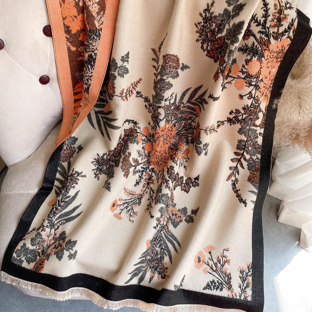 Осенне-зимний шарф женский удлиненный для кондиционированного помещения, шаль из имитации кашемира, декоративный теплый шарф с кисточками