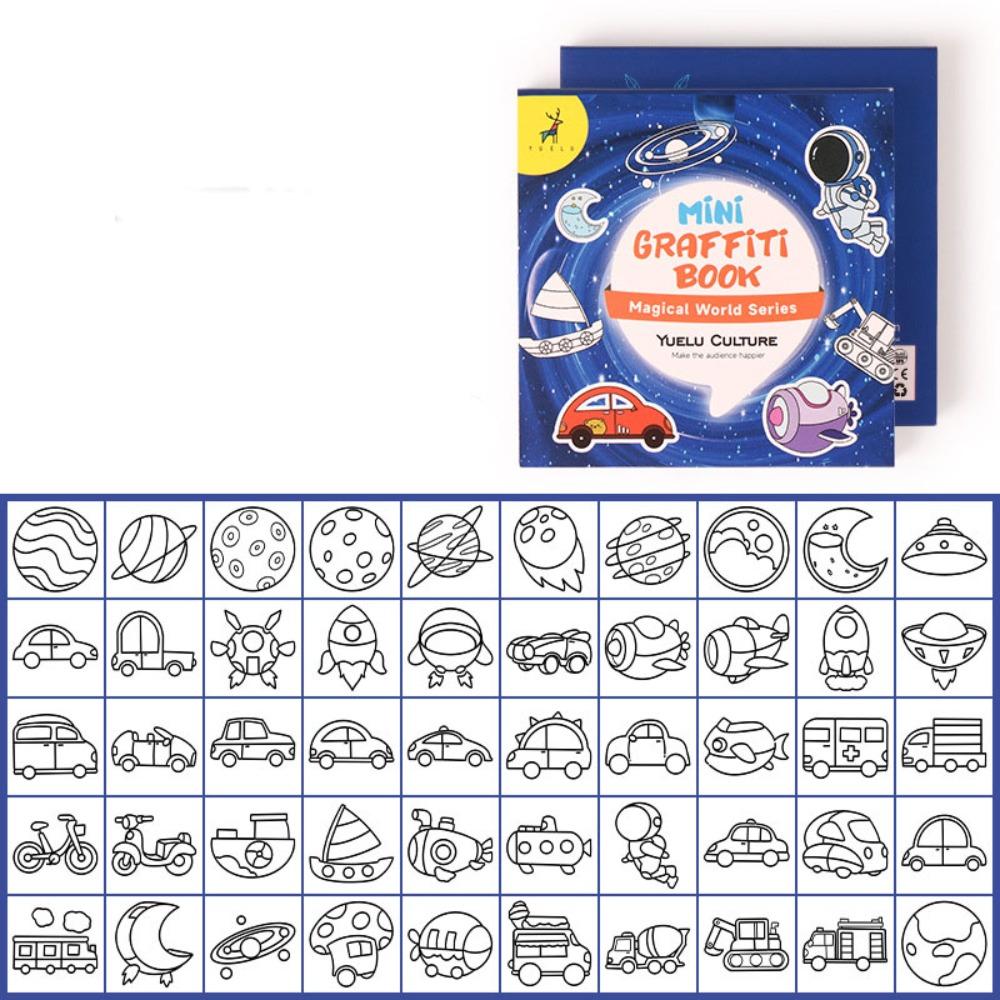 50 sheets Cartoon Paper Coloring Book Multi Theme Graffiti Doodles Book Animal Food Montessori Drawing Toys Christmas