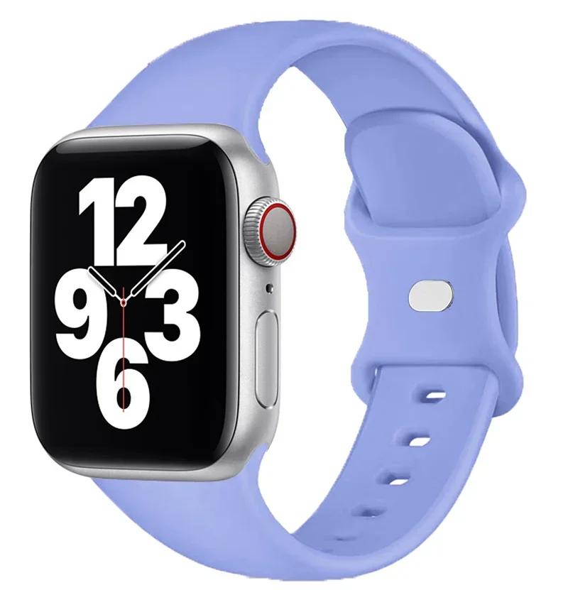Силиконовый ремешок для Apple Watch 44мм 40мм 45мм 41мм 42-38мм спортивный браслет на запястье iwatch series 8 7 se 3 4 5 6 9 ultra 2 49мм