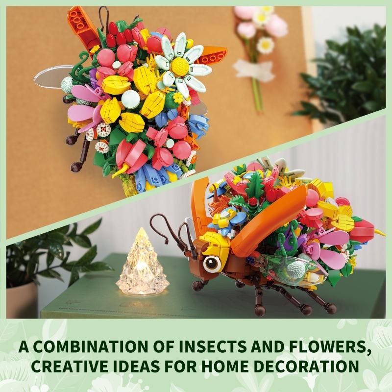 994 шт. MOC Insect Series Светящиеся в темноте сочные строительные блоки игрушечные Светлячки