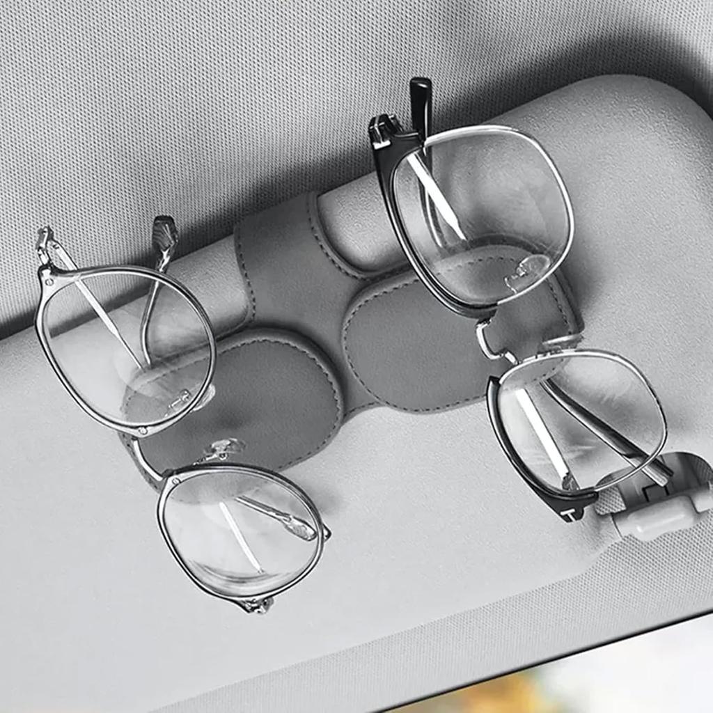 Leather Car Sunglasses Easy Holds Tickets and Attaches To Sun Convenient Car Storage Item Holder, Installation, Cards, Visor,
