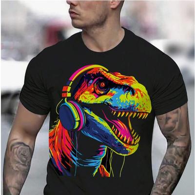 Новая летняя мужская модная футболка с креативным мультяшным 3D принтом динозавра, мужская футболка, топ