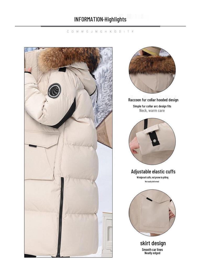 2025 Winter Goose Down Jacket: Black Long Coat with Fur Collar for Men & Women