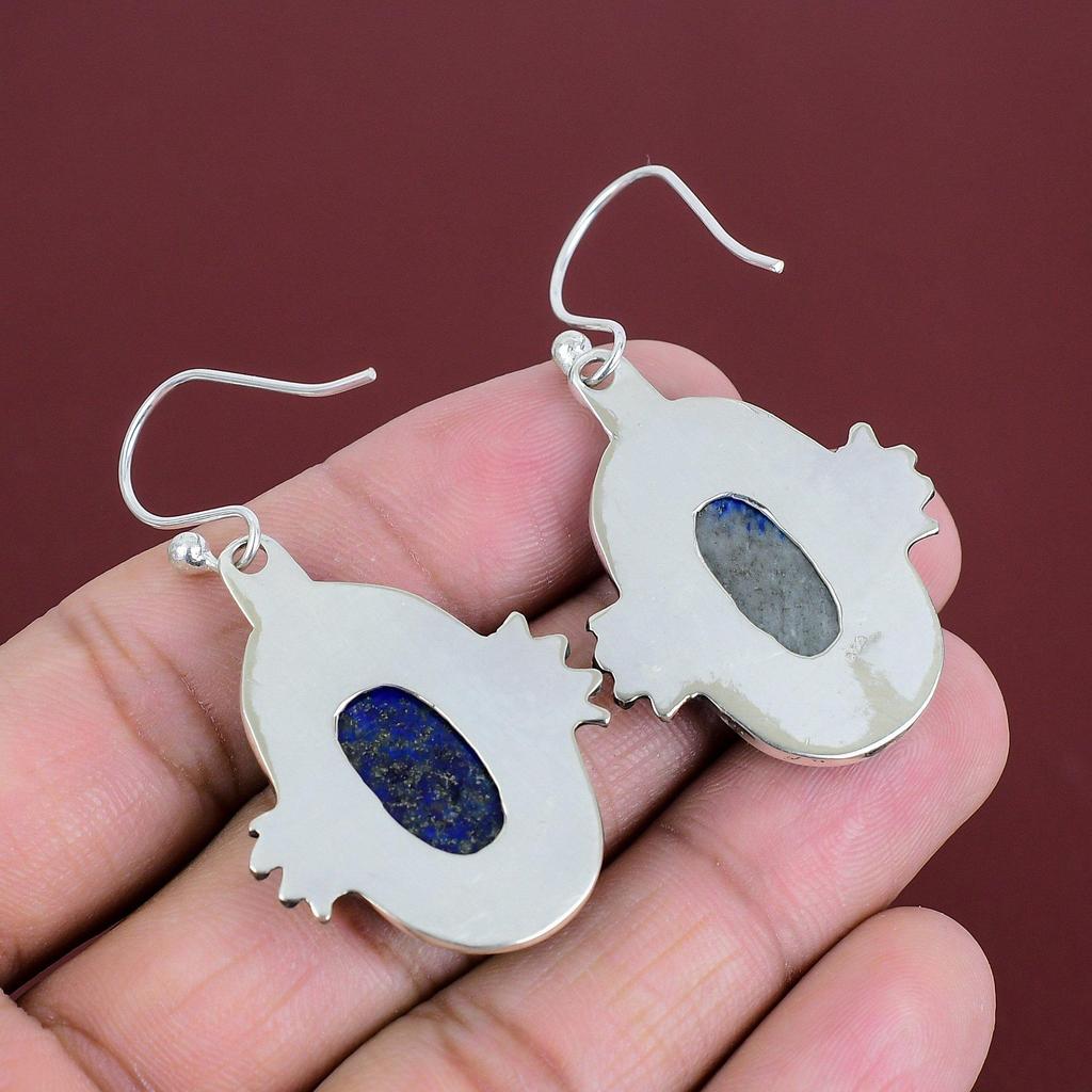 Серьги из лазурита, настоящие драгоценные камни, серьги ручной работы, серьги из стерлингового серебра 925 пробы, очень красивые висячие серьги-подвески, подарки для матери