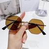 Vintage Polygonal Women Sunglasses Trendy Brand Metal Small Frame Gold-trimmed Gradient Sun Glasses