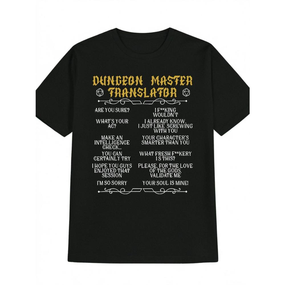 Мужская футболка Dungeons Dragons Вдохновение Смешной DM Перевод Настольная игра Юмористический дизайн Черный с Желтым