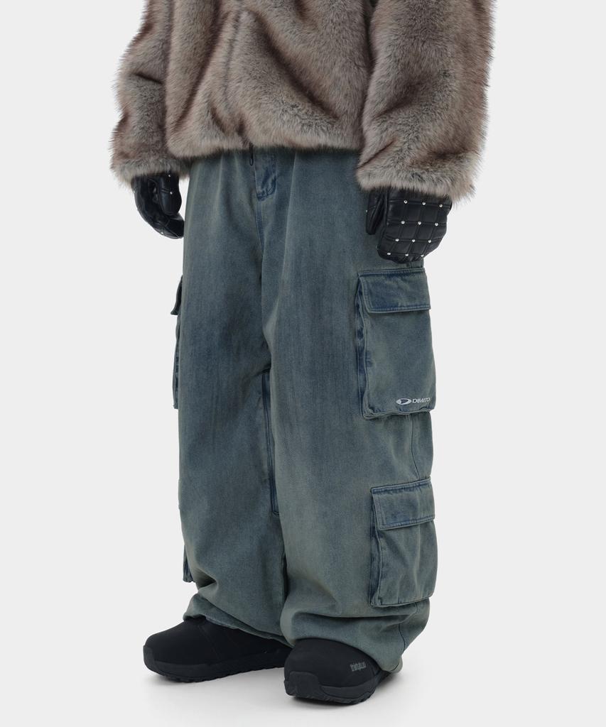 DIMITO Denim Multi Cargo Pants (Wide Fit Lv.2) Dw Light Blue