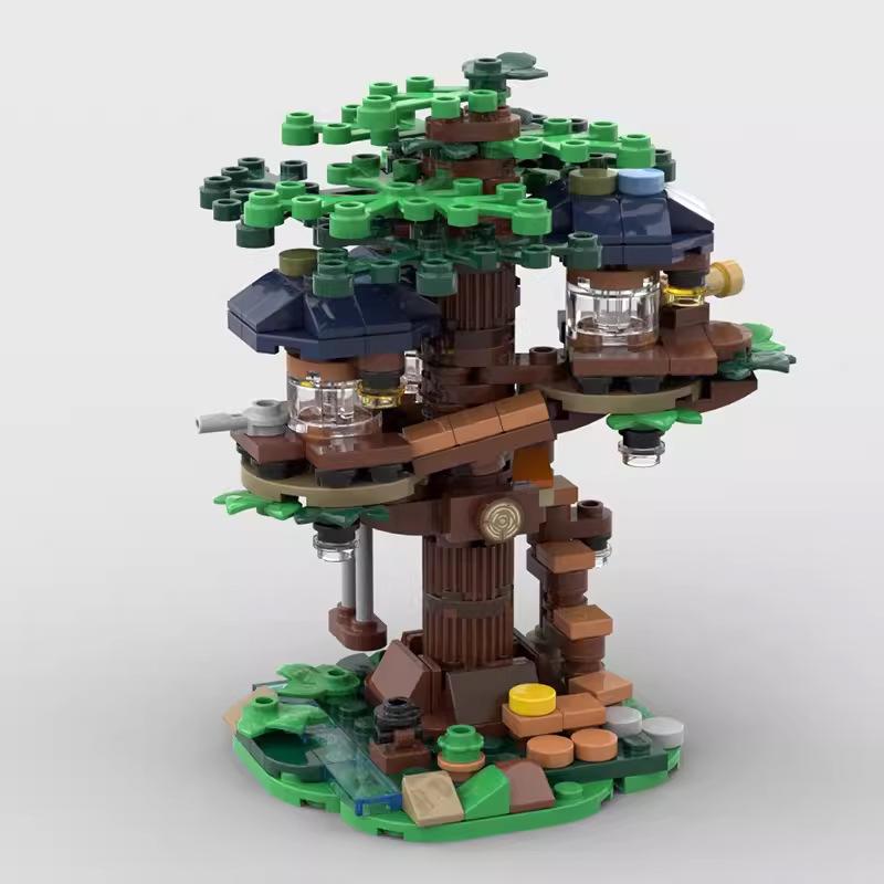 Совместимые Строительные Блоки MOC-126557 Мини Домик на Дереве Классический Зимний Детская Сборная Игрушка Строительный Подарок
