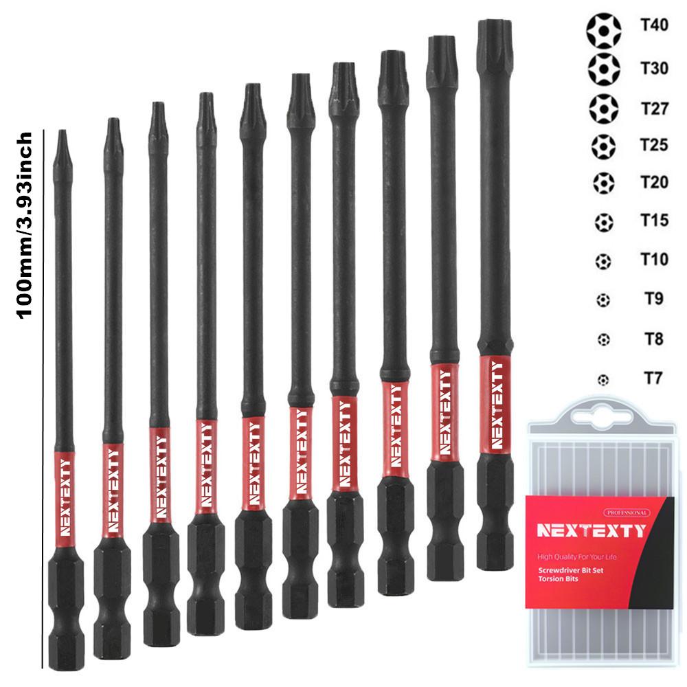25-150mm T7-T40 Torx Screwdriver Bit Set With Box Impact Tough Magnetic Hex Shank Drill Screw Wrench S2 Alloy Steel Star Bit