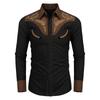 Western Style Embroidered Long Sleeve Shirt, Trendy Men's Casual Top