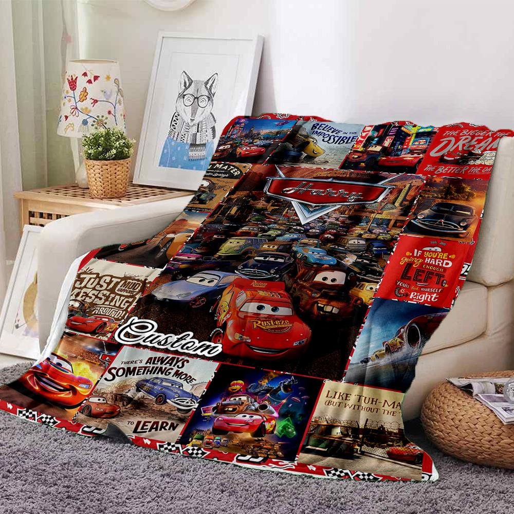 Custom Name Cars Movie Quotes Collage blanket for Couch & Bed, Plush Cozy Fuzzy Blanket Super Soft & Warm Blankets for Fall and Winter. 0908219