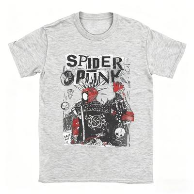 Trendy Marvel Licensed Spiderman Punk Spiderman Men's Fun Crewneck T-Shirt Spiderman Universe Cool T-Shirt Clothes