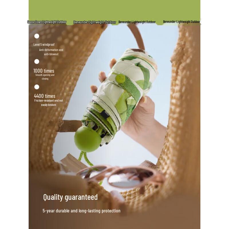 Beneunder Capsule 5-Fold Automatic UV Protection Sun & Rain Umbrella