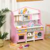 Wooden Simulation Large Refrigerator Kitchen Simulation Sound And Light Stove Sink Play House Toys