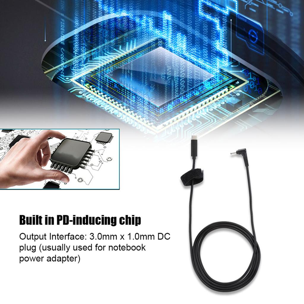 Pure Copper TYPEC Male To 3.0mm X 1.0mm DC Laptop Adapter Cable for Acer Samsung Ultrabook