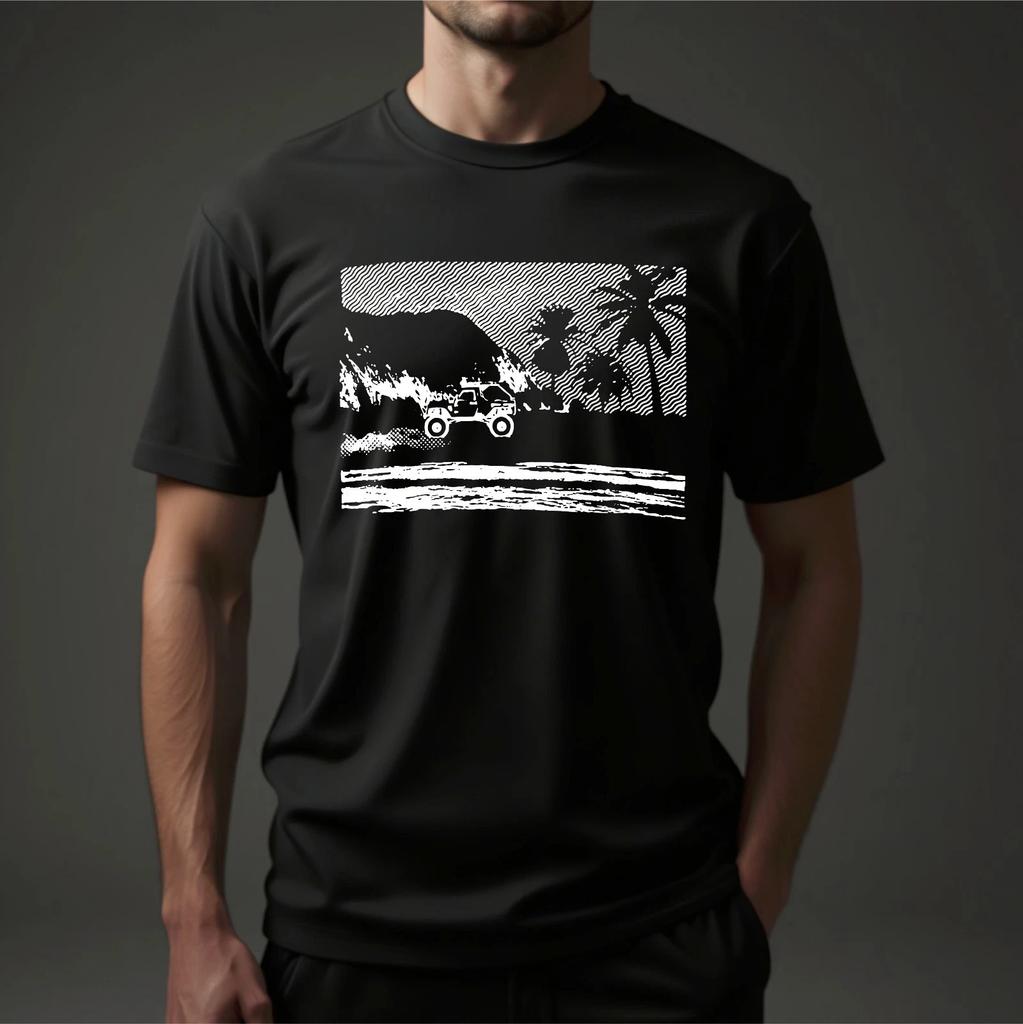 Dip T-Shirt, Car Palm Tree Beach Summer Regular Fit Graphic Men's Unisex Tee