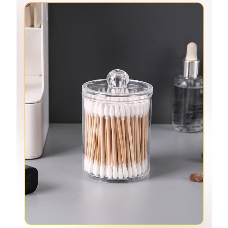 Transparent Cotton Swab Storage Box Makeup Organizer Acrylic Storage Box Cotton Swab Cosmetic Box Bathroom Bedroom Storage