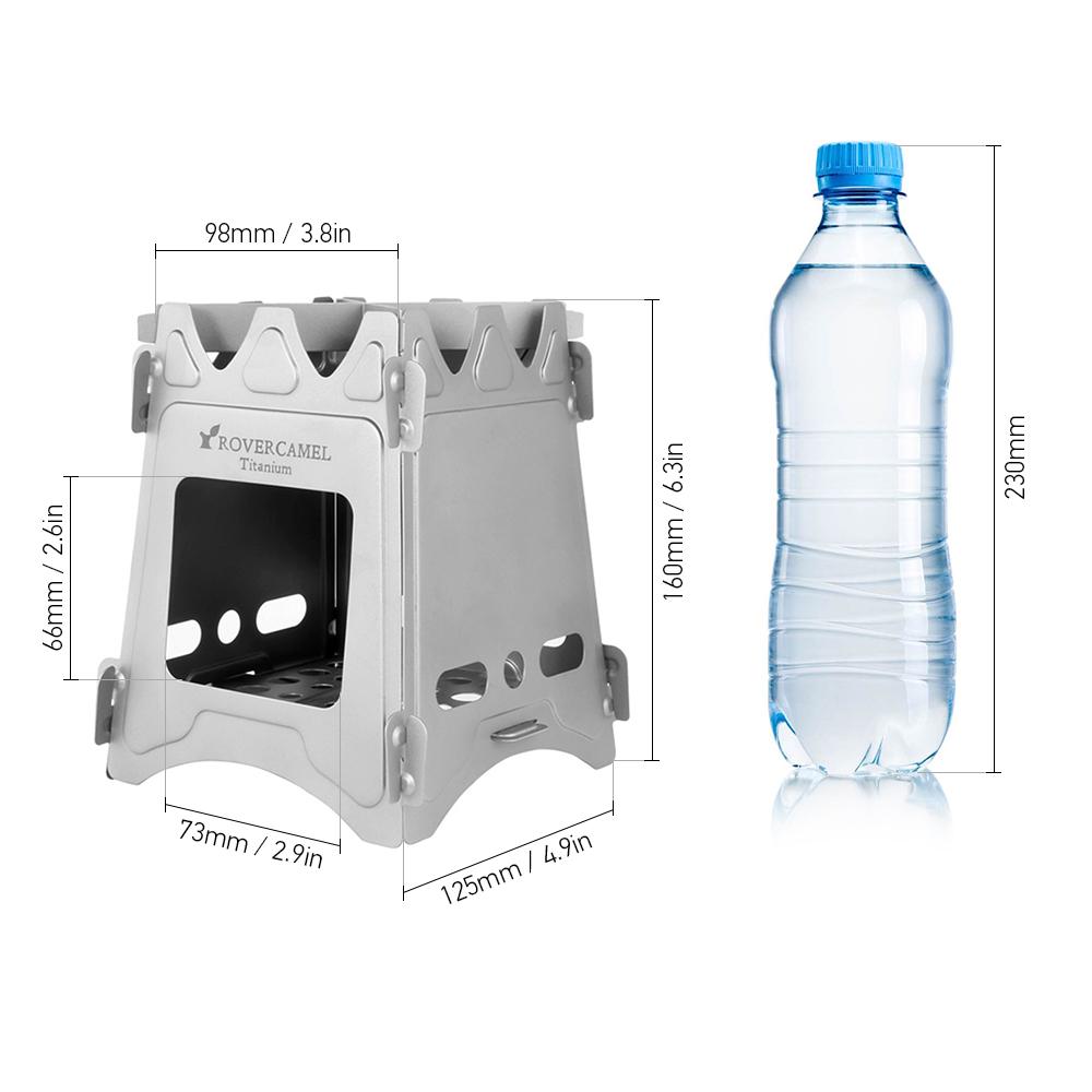 Camping Wood Stove Portable Folding Lightweight Titanium Wood Burning Backpacking Stove for Outdoor Survival Cooking