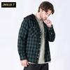 Cozy Up Мужская фланелевая рубашка с капюшоном Повседневные клетчатые рубашки на пуговицах Стильные рубашки с длинным рукавом и карманом