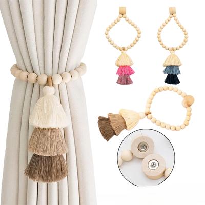 1 упаковка подхватов для штор, магнитные подхваты для штор из дерева, бусины в стиле бохо, подхваты для штор, держатели для штор, настенный декор для детской комнаты