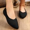 Вязаные однотонные туфли большого размера, новая удобная и дышащая модная универсальная женская обувь на плоской подошве