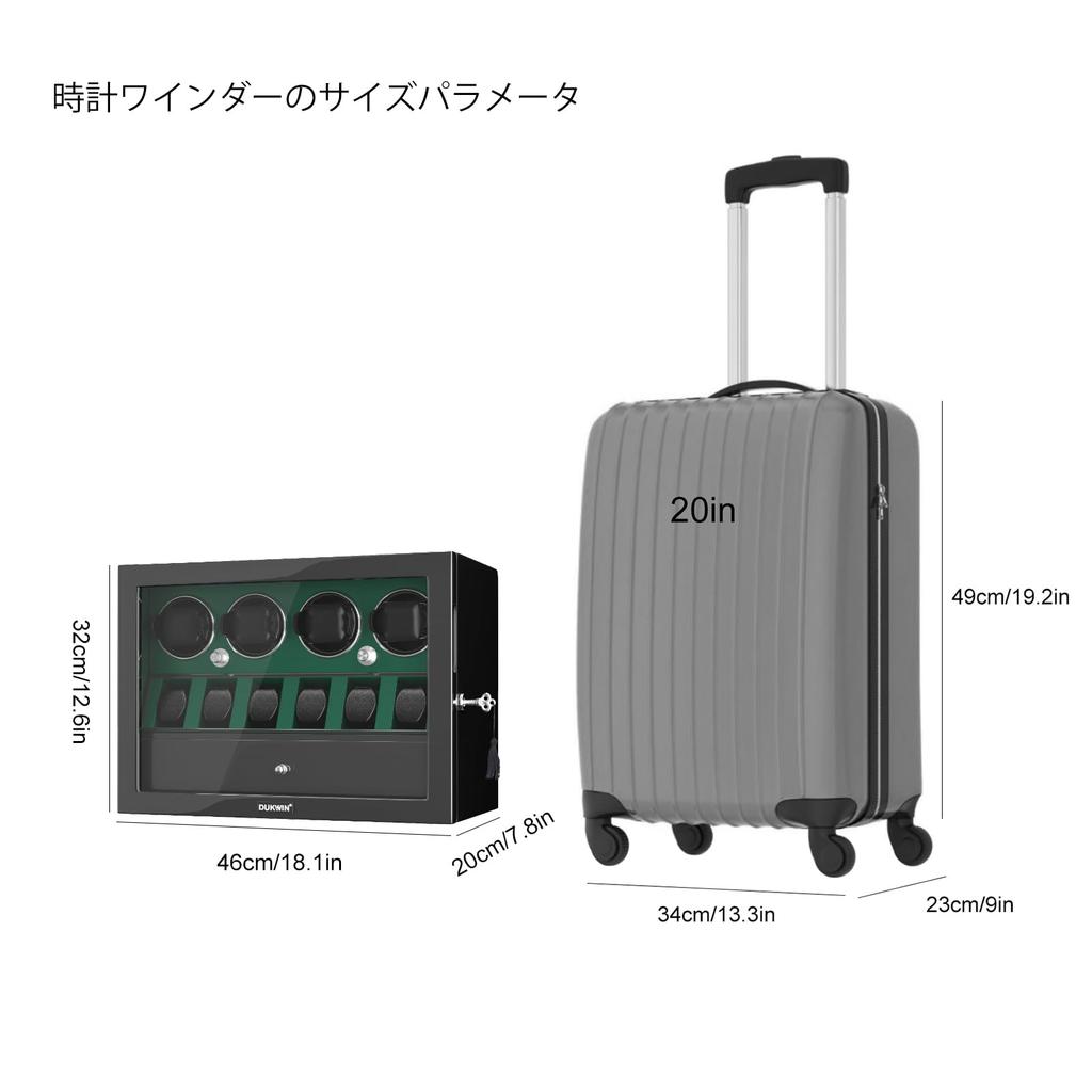 DUKWIN Подзаводной механизм для хранения 4 6 часов Автоматические часы Часы с японскими светодиодными часами Mabuchi Прочный механизм, + Часы, Подзаводной механизм, Подзаводной механизм, Корпус,