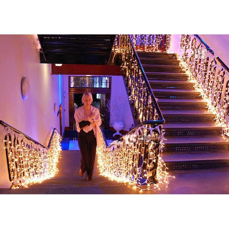 GTSYDING LED Icicle Lights, 96 LEDs 13FT 8 Modes Curtain Extendable Fairy Christmas Ceiling Dangling Hanging Twinkle Memory Lights for Outdoor Indoor