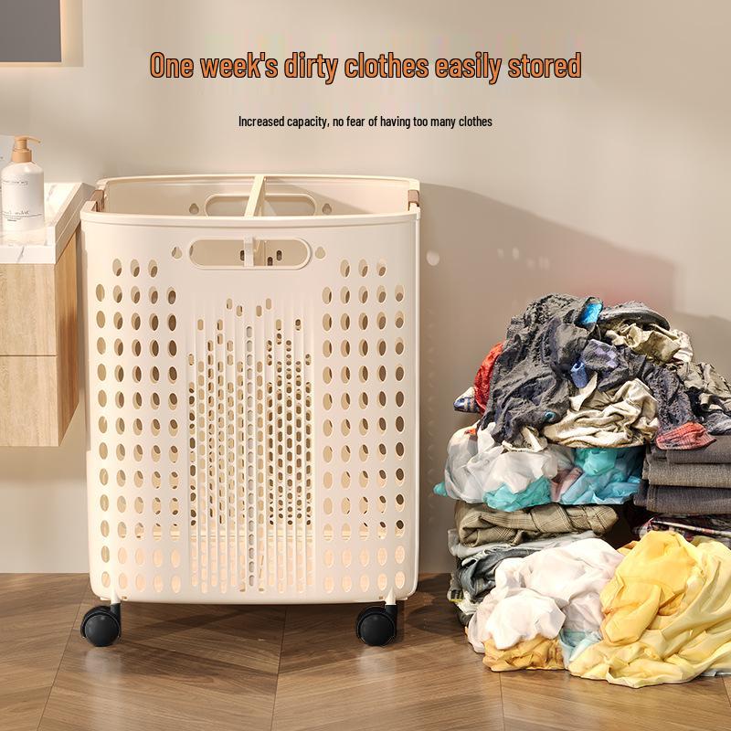 Складная корзина для белья большой вместимости в стиле шкива с перегородкой