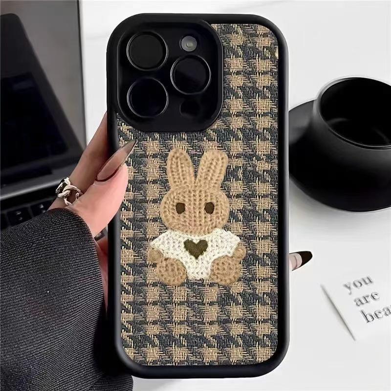 Белый кролик подходит для чехла на мобильный телефон iphone17promax Apple 15 противоударный 14pro/13 милый 16 новые модели