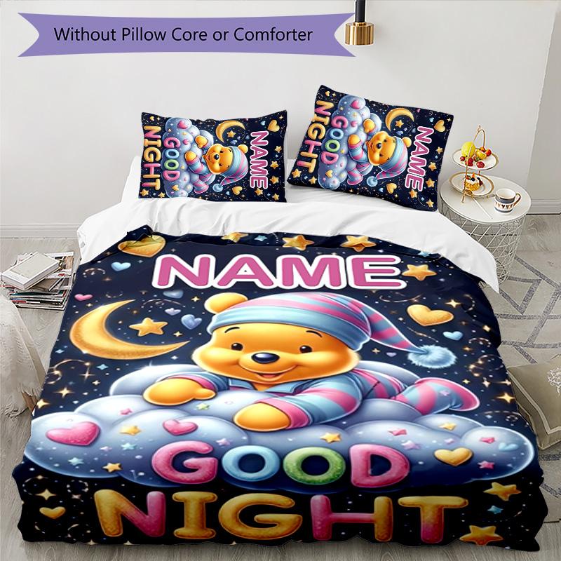 3pcs Winnie6 Cover Set - Personalized Name, HD Printed Bedding with 1 Cover and 2 Pillowcases - Perfect for Home Decor, Easy Care