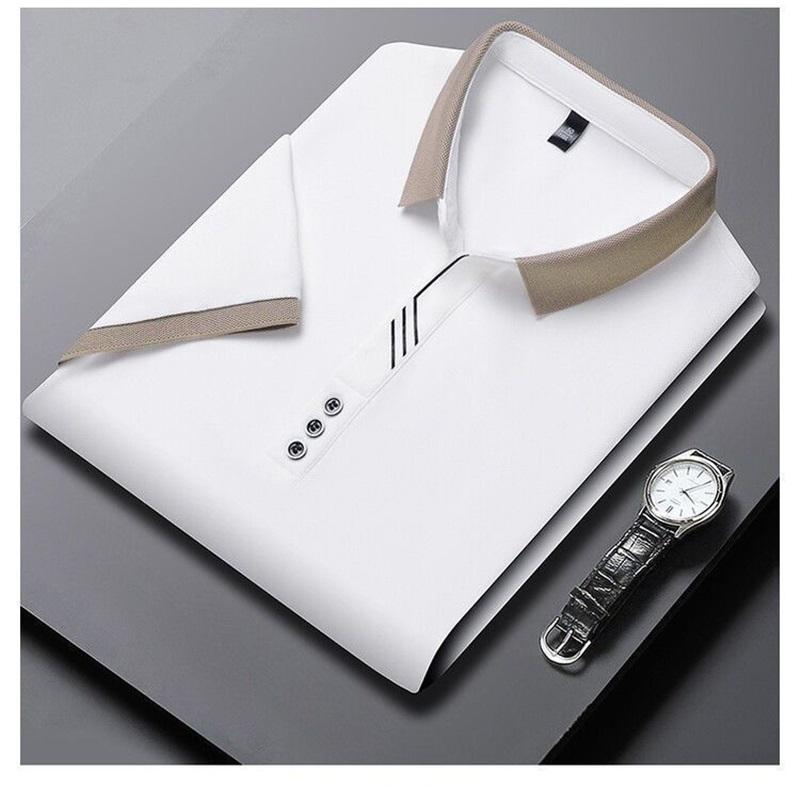 Мужская рубашка-поло с принтом, без глажки, в стиле business casual, с коротким рукавом
