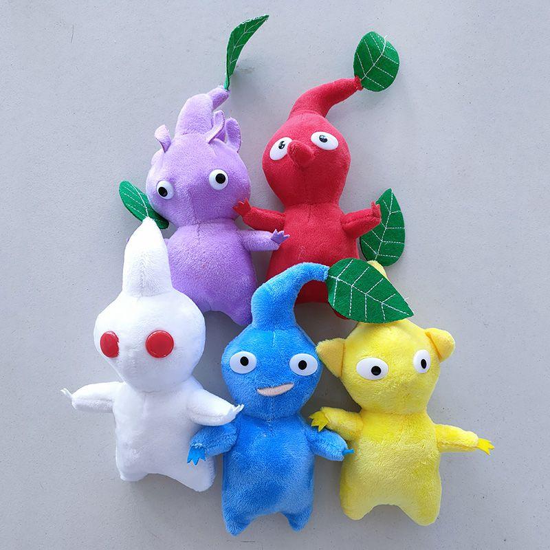 Set of 5pcs Pikmin Plush Toy Stuffed Animal Plant Yellow Flower Bud Leaves Cartoon Ice Olimar Soft Figure Gift for Kids Birthday
