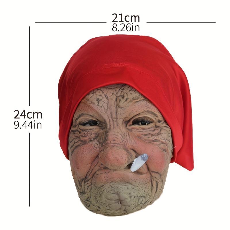 Latex Mask Little Red Hood Smoking Grandma Old Woman Mask Party Props Halloween Ideal Choice for Gifts Suitable for Men Women
