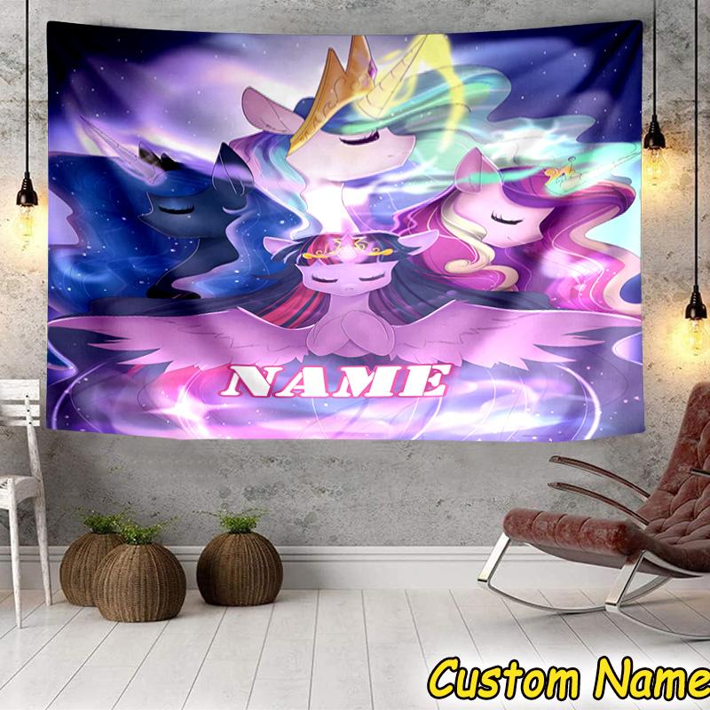 Custom Name Tapestry Rainbow Unicorn Tapestry Room Decoration Wall Hanging for Living Room Bedroom, dormitory, Birthday and Christmas gifts
