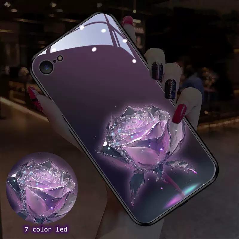 Красочный Светящийся Чехол для Телефона с Цветами Для iPhone 15 14 13 12 11 Pro Max XR XS 7 8 16 Plus Управление Голосом Флэш-чехол для Телефона