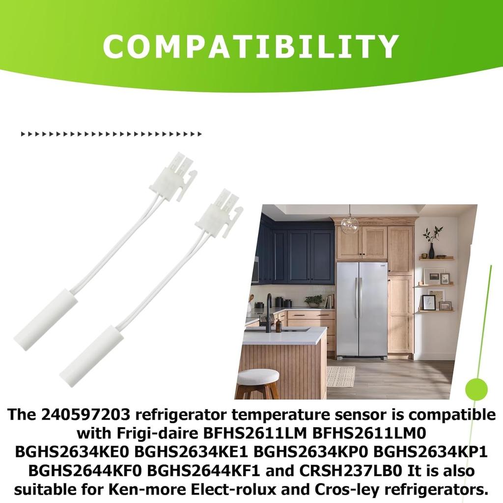 240597203 Датчик температуры холодильника Подходит для Frigidaire, Kenmore, Electrolux и Crosley, Заменяет номер детали AP4032998 240597202 7240597203