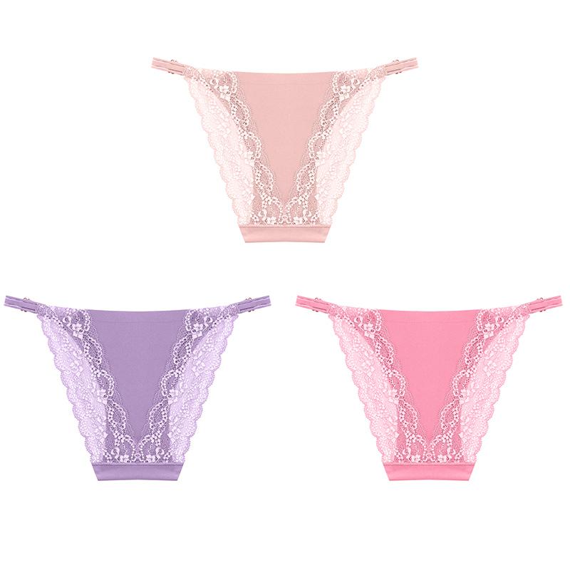 3PCS Sexy High Cut Breathable Panties V Waist Women Briefs Seamless Adjustable Strap Bikini Underwear for Women