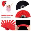 Red Wedding Party Decor Chinese Tai Chi Yoga Fan Kung Fu Fan Plastic Bone Fan Folding Stage Fan