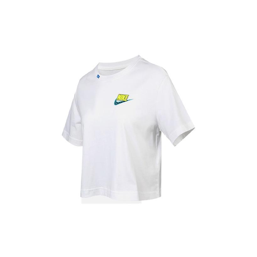 Nike Спортивная футболка с укороченным топом, женские топы, белая CV9170-100