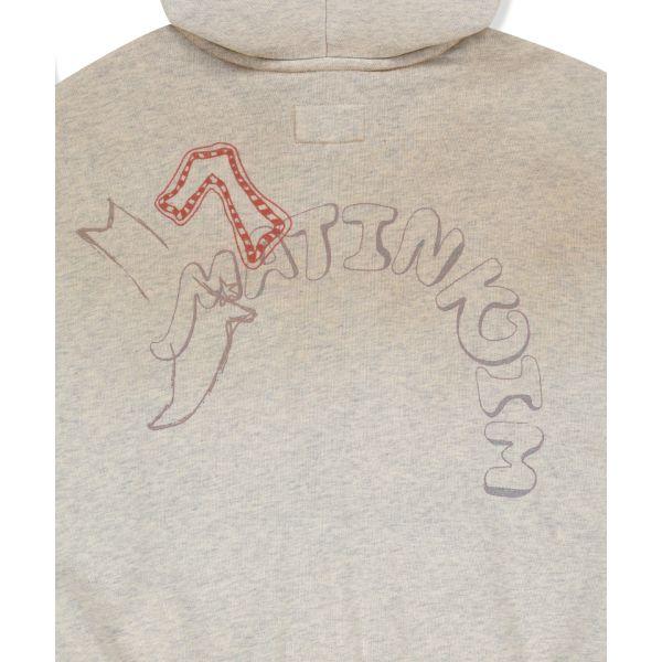 Matin Kim Vintage Washed Color Contrast Hoody Zip Up In Light Beige Unisex hoodies MK2677JP325ULE