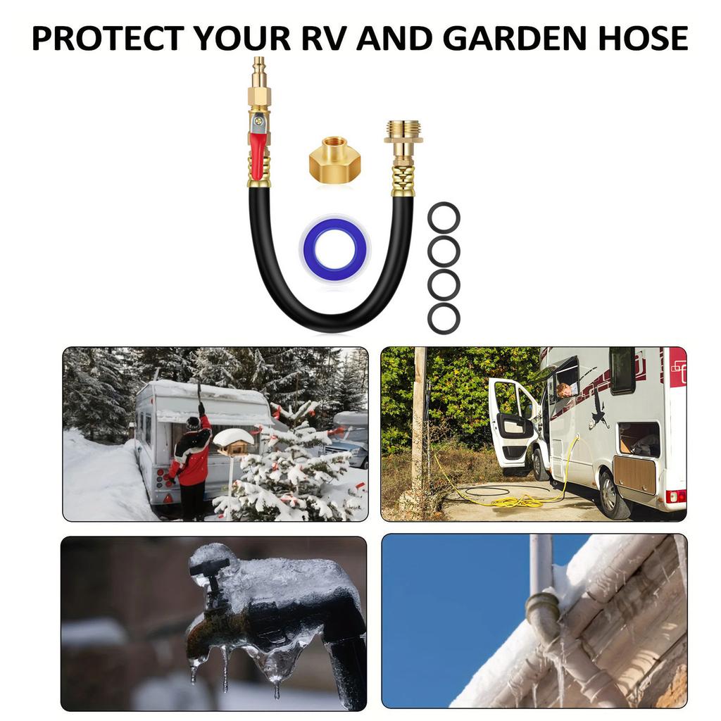 Water Blowout Adapter Winterize Blowout Adapter Hose with Shut Off Valve Quick Connect Sprinkler Winterization Kits