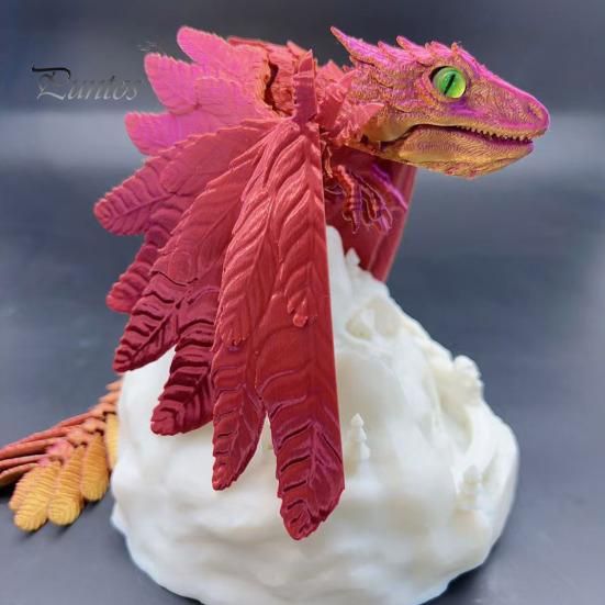 3D-печатная фигурка дракона из перьев, подвижные суставы, летающая фигурка дракона, шарнирная модель крылатого дракона, игрушка, украшение для домашнего офиса, рабочего стола, орнамент